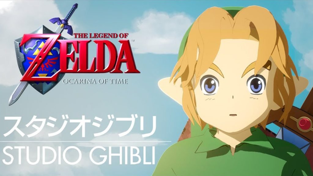 Link from The Legend of Zelda Ocarina of Time reimagined as a Studio Ghibli Design