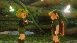 Saria and Young Link in Kokiri Forest in The Legend of Zelda: Ocarina of Time Remake